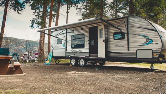 Trailer all set up for camping