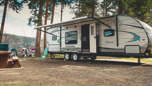 Trailer set up for camping