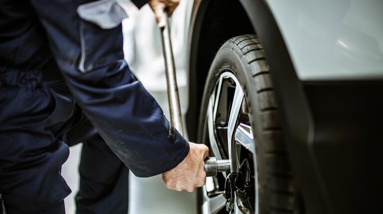 repairing a flat tire